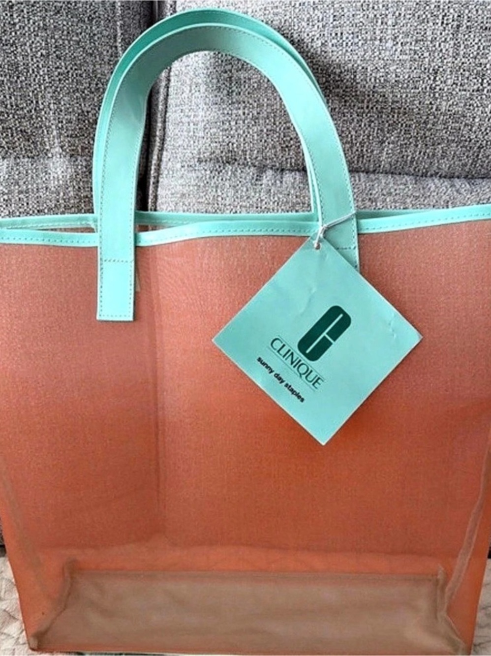 Clinique Sunny Day Staples Mesh Tote Bag Orange & Blue